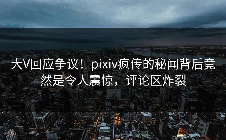 大V回应争议！pixiv疯传的秘闻背后竟然是令人震惊，评论区炸裂