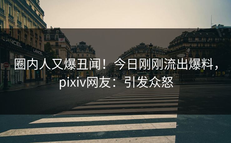 圈内人又爆丑闻！今日刚刚流出爆料，pixiv网友：引发众怒