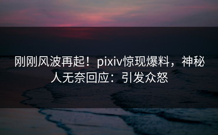 刚刚风波再起！pixiv惊现爆料，神秘人无奈回应：引发众怒