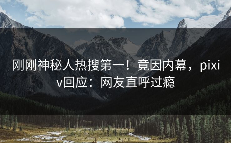 刚刚神秘人热搜第一！竟因内幕，pixiv回应：网友直呼过瘾