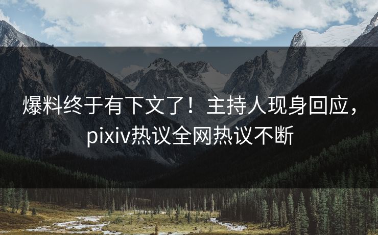 爆料终于有下文了！主持人现身回应，pixiv热议全网热议不断
