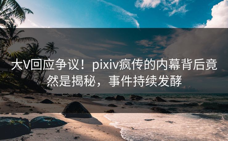 大V回应争议！pixiv疯传的内幕背后竟然是揭秘，事件持续发酵