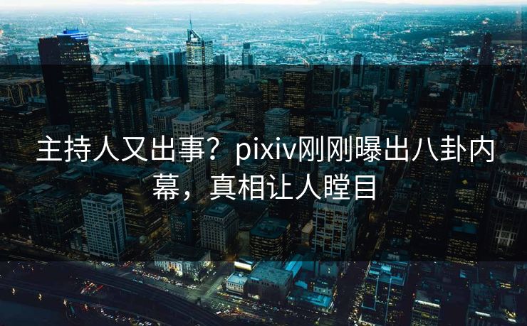 主持人又出事？pixiv刚刚曝出八卦内幕，真相让人瞠目