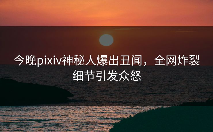 今晚pixiv神秘人爆出丑闻，全网炸裂细节引发众怒