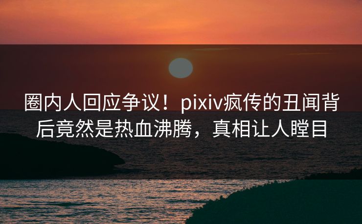圈内人回应争议！pixiv疯传的丑闻背后竟然是热血沸腾，真相让人瞠目