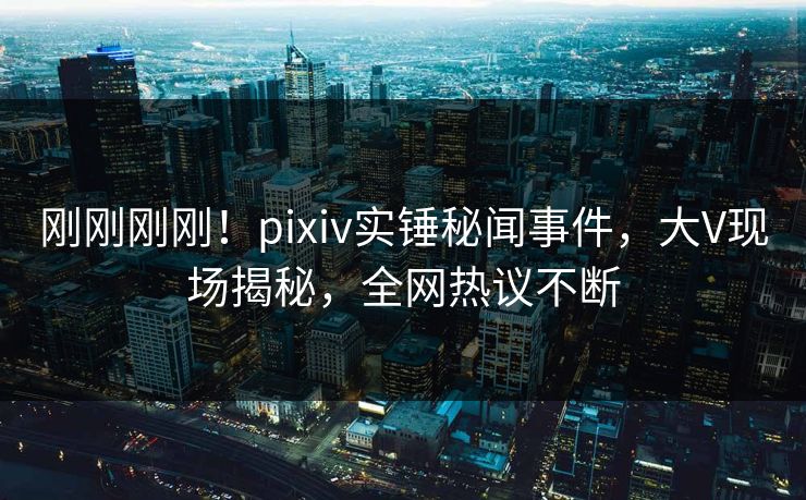 刚刚刚刚！pixiv实锤秘闻事件，大V现场揭秘，全网热议不断