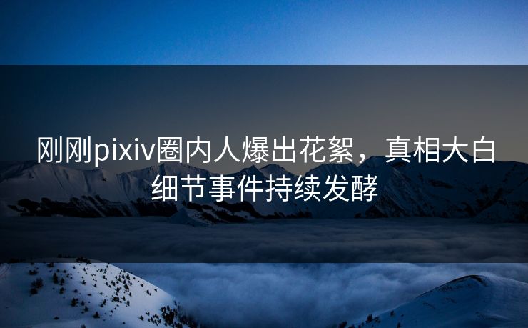 刚刚pixiv圈内人爆出花絮，真相大白细节事件持续发酵