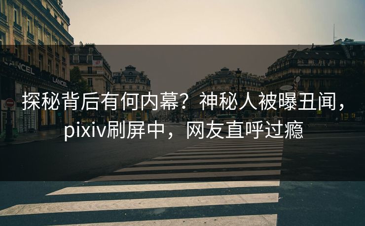 探秘背后有何内幕？神秘人被曝丑闻，pixiv刷屏中，网友直呼过瘾