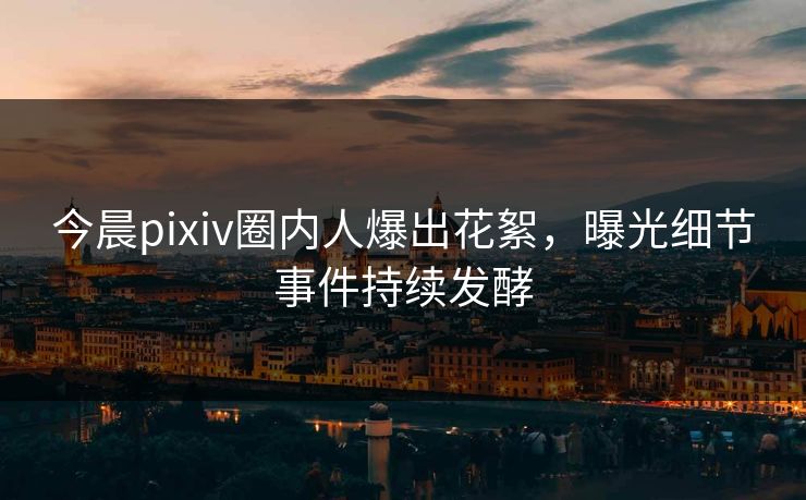 今晨pixiv圈内人爆出花絮，曝光细节事件持续发酵