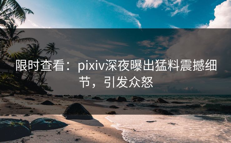 限时查看：pixiv深夜曝出猛料震撼细节，引发众怒