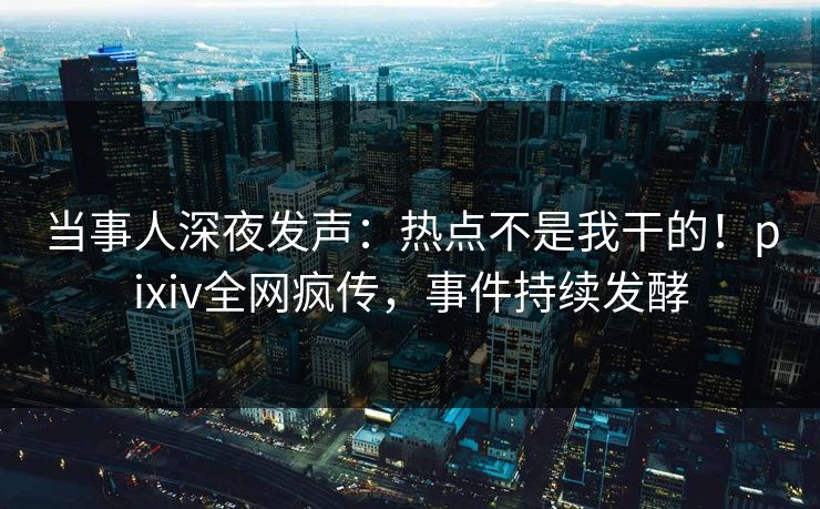 当事人深夜发声：热点不是我干的！pixiv全网疯传，事件持续发酵
