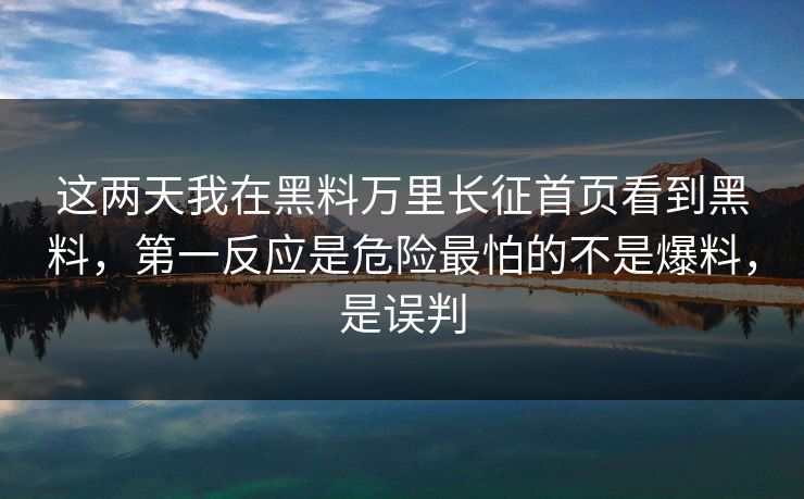 这两天我在黑料万里长征首页看到黑料，第一反应是危险最怕的不是爆料，是误判